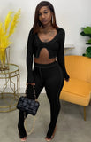 Party Knit Irregular Crop Top and Slit Bottom Legging