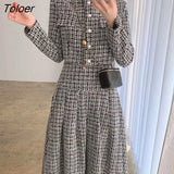 Tweed 2 Piece Sets Womens Outfits 2023 Winter Jackets + High Waisted Skirts Ladies Chic Vintage Autumn Skirts Sets