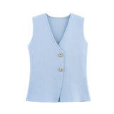 Women's ZA New Multi-Color Button Knitted Vest Vest Half-Skirt