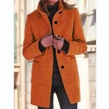 Autumn And Winter Women's New Ebay Retro Solid Color Button Collar Hair