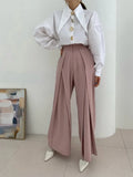 Korean Fashion Solid Shirt For Women Lapel Long Sleeve Patchwork Button Casual Blouses Female 2022 Spring