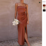 And Summer 2026 Women's Fashion New Solid Color Open-Fork Sling Dress