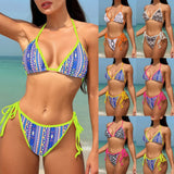 Toloer New Sexy Bikini Women's Split Swimwear Digital Print Straps Triangle