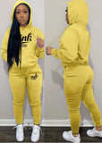 Sportwear Letter Print Long Sleeve Hoodies And Pant 2 Piece