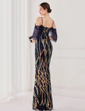 Sequin Strap Mermaid Long Evening