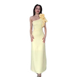 New Women's Wear Slanted Tie Flowers Simple Solid Color Elegant Long