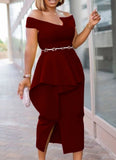 Off Shoulder Formal Slit Midi