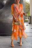 New Women's Printed Layered Dress