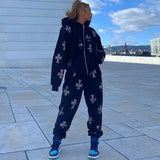 Rhinestone Gothic Streetwear Long Sleeve Black Zip Hoodie Y2k Hip Hop Joggers Sweatshirt Korean Fashion Punk Sport Coat