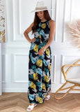 Printed Sweet O-Neck Sleeveless Beach Maxi