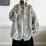 2023 New Hong Kong Style Large Size Small Fragrant Wind Long Sleeve Flower Shirt Coat Fashion Shirt Male Teenager Retro Design-Outfit