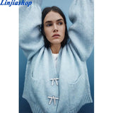 winter women cardigan casual fashion new office ladies sweater mujer button pockets flare sleeve