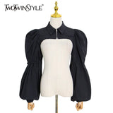 Minimalist Black Short Jacket For Women Stand Collar Long Sleeve Casual Streetwear Jackets Female Fashion