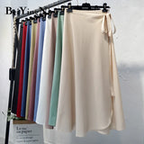 2021 Summer One-piece Skirts Womens Solid Floral Printed Vintage Long Midi Skirt Female 30 Colors Korean Chiffon