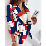 For Women Plaid Jacket Fashion Long Sleeve Double Breasted Printed Blazer Beige Blazer Women Blazer Jacket Office Suit-Outfit
