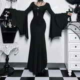 Autumn New Fashion Temperament Slim Dress Adams Bat Sleeve Fishtail Dress-Outfit