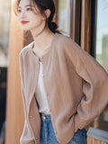 Good Design Knitted Coat Women's New Autumn 2025 Loose Low-Round Collar With Short Cardigan