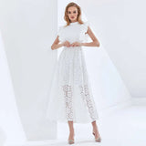 Embroidered Ruffle Trim Dress For Women Stand Collar Sleeveless High Waist Black Dresses Female Fashion New