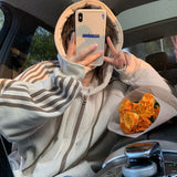 Oversized Zip Hooded Sweatshirt Autumn Jacket Women Korean Fashion Spring Clothes Harajuku Print Long Sleeve Chic Zip-Up