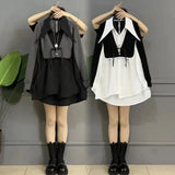 Clothing Stylish Chinese Disc Buckle Blouse Loose Casual Spring Autumn Single-breasted Commute Spliced Korean Lapel