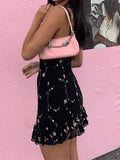 Mesh Paneled Floral Mini Dress-Outfit