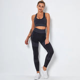 Sports Set Women Fitness Sport Suits GYM Sportswear Shirts High Waist Running Girl Leggings Workout Pants Female
