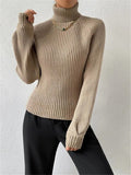 And Winter New Loose Thin High-Necked Shoulder Sleeve Knitted Sweater