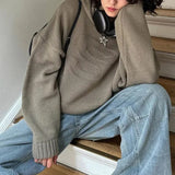 Winter Women Casual Pullover Sweater Letter Embroidery Hooded Long Sleeve Loosed 2023 Army Green Basic Streetwear-Outfit