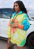 Tie Dye Print Front Pocket Hooded Sweatshirt