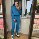 Sweater Pants Knitted 2 Pieces Set Turtleneck Pullovers & Elastic Waist Pants Women Sweater Sets 2020 Autumn Knitted