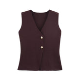 Women's ZA New Multi-Color Button Knitted Vest Vest Half-Skirt
