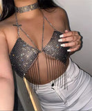 Toloer Type Sequins Slim Short Money Inside The Sling Type Anti-Light Black Small Vest