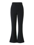 Spring High Waist Slim Side Cuff Slit Flare Pants Women Trousers Package Hips Stretch Pants Khaki Black-Outfit