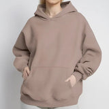 Women's Coat Women's New Fashion Pure Color Loose Casual Temperament Long-Sleeved Hooded Spring Sweater Women