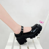 Graduation party Patent Leather Mary Janes Shoes Buckle Strap Round Toe Summer Outdoor Casual Ladies Shoes Student Party Shoes Zapatos De
