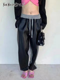 Korean Fashion Spring Wide Leg Pants For Women High Waist Patchwork Casual Loose Trousers Female New 2022