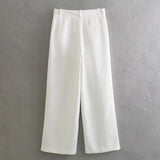 New Autumn Style Wide-Leg Trousers Suit With Bare Back And Collar Vest And Pleated Legs-Outfit