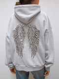 Burst Fashion Personality Wing Squins Pattern Hooded Loose Sweater Straight Trousers Trousers
