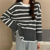 Renovation Striped Sweater Women's New Retro Mini-Designed Knitted T-Shirt Tide In