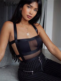 Sexy Backless See-through Bodysuit Women's Top Spring New Hollow Out Black Jumpsuit Ladys Floral Shoulder Strap Bodysuit-Outfit