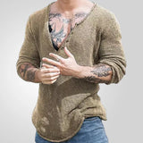 Men's Spring And Autumn Jackcase Knits V-Necked Wool Thin Bottoming Shirt