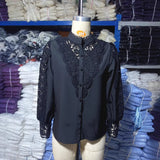 2025Wish Exploding Shirt New Solid Color Lace V T-Shirt Women's
