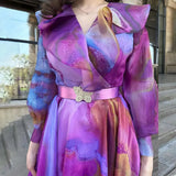Spring And Summer New Printing Screen Dress Commuter Large Size Women's