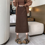 New Autumn And Winter Port Style Retro Skirt Thicker Wicked Skirt Long Bag Hip Skirt Open
