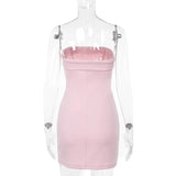 Strapless Pink Bodycon Suit Mini Dress-Outfit