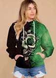 Plus Size Casual Floral Hoody