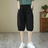 Thin Casual Loose Large-Size Shorts Women High-Waisted Five-Legged Broad-Legged Loose Waist Harlan