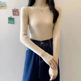 Turtleneck Sweater Winter Pullover Knitted Basic Top Elastic Fall Slim Ladies Jumper Casual Long Sleeve Female Sweater-Outfit