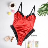 Paris Satin Lace Bodysuit Women Sexy One Piece Backless Half Cup Bodysuits New Nightwear Skinny Romper Mujer