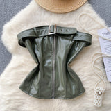 Women's Top 2025 New Sexy Breast-Skin Locomotive Suit With Hot Babes Short-Cut Umbilish T-Shirt